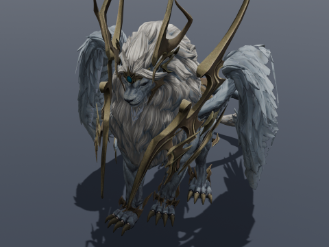 Seraphic Roar beast Animated Rigged Modello 3D