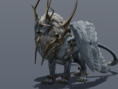 Seraphic Roar beast Animated Rigged Modello 3D