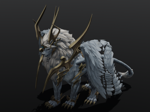 Seraphic Roar beast Animated Rigged Modello 3D