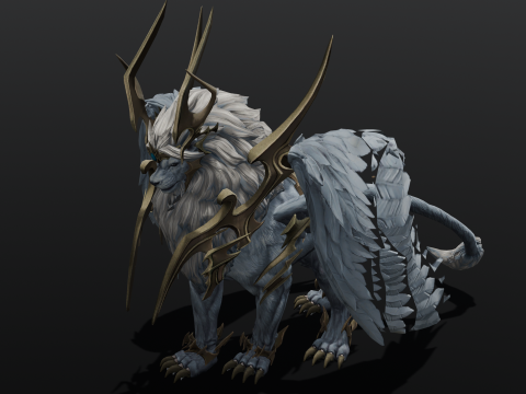 Seraphic Roar beast Animated Rigged Modello 3D