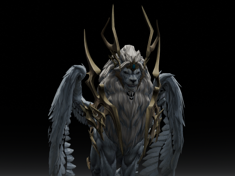 Seraphic Roar beast Animated Rigged Modello 3D