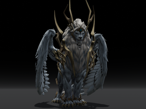 Seraphic Roar beast Animated Rigged Modello 3D