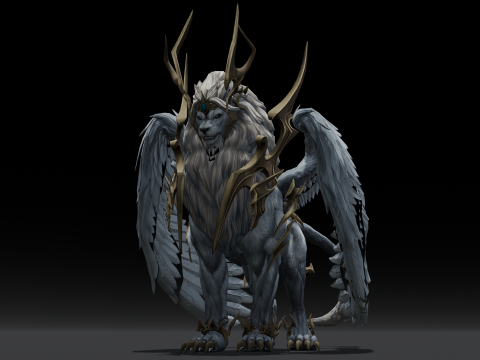 Seraphic Roar beast Animated Rigged Modello 3D