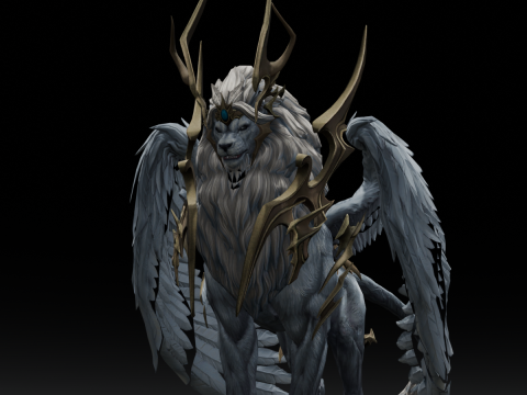 Seraphic Roar beast Animated Rigged Modello 3D