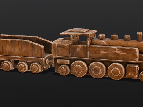 Wooden train Modelo 3D