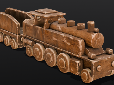 Wooden train Modelo 3D