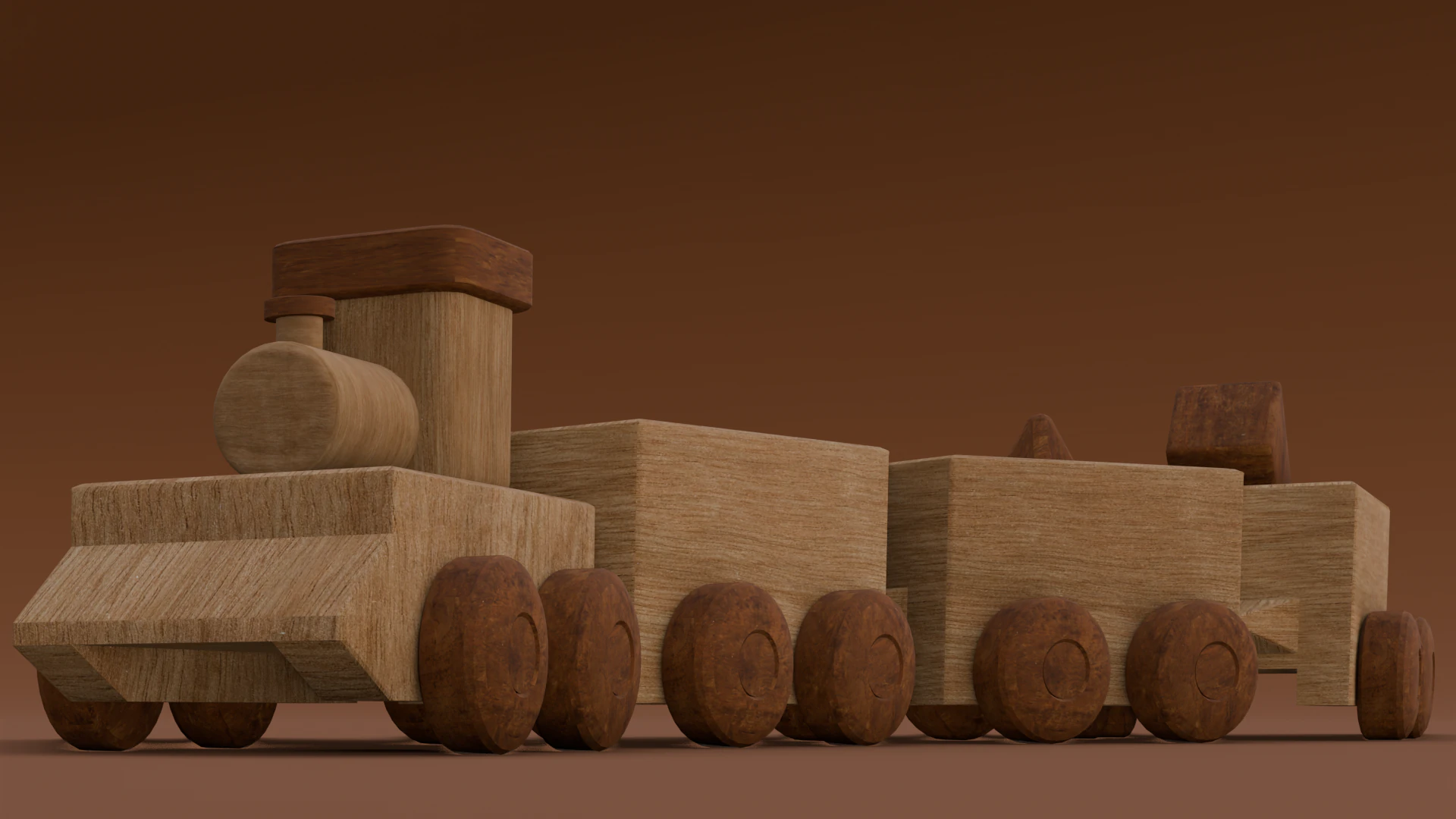 Wooden Train 3D Model .c4d .max .obj .3ds .fbx .stl .blend 