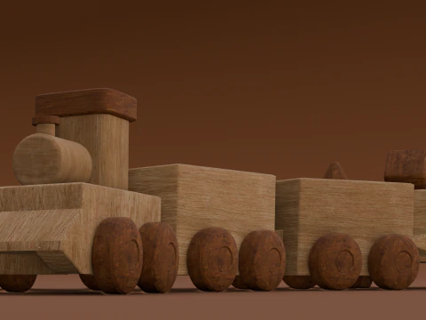 Train en bois Modèle 3D