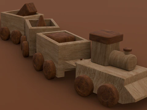 Wooden Train 3D Model