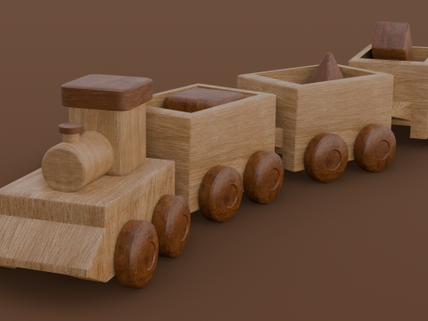 Wooden Train 3D 모델