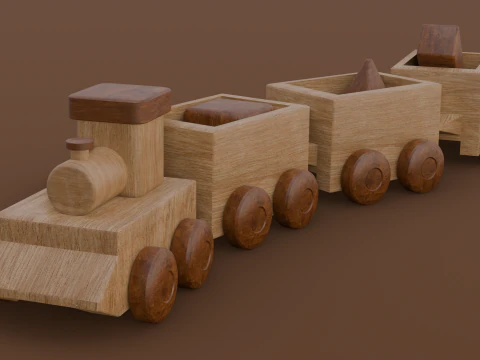 Wooden Train 3D Model