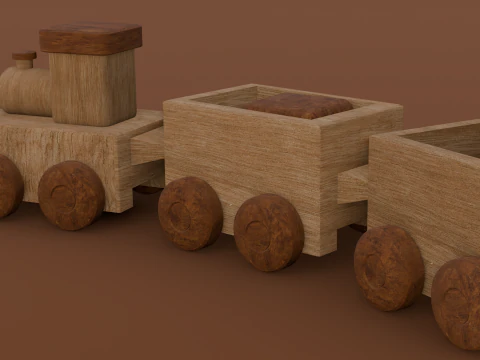 Wooden Train 3D Model