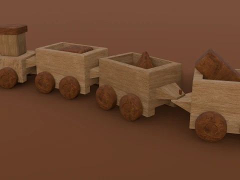 Wooden Train 3D Model
