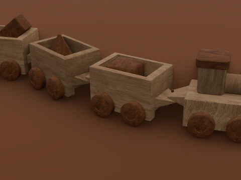 Wooden Train 3D Model