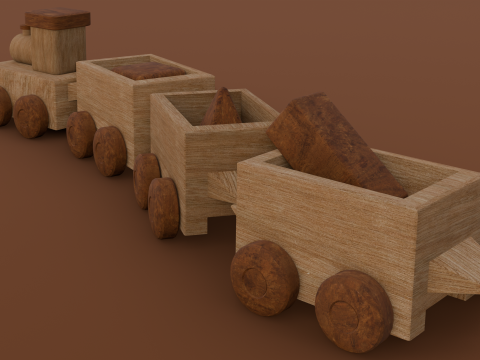 Wooden Train 3D 모델