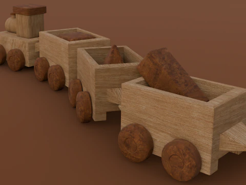 Wooden Train 3D Model