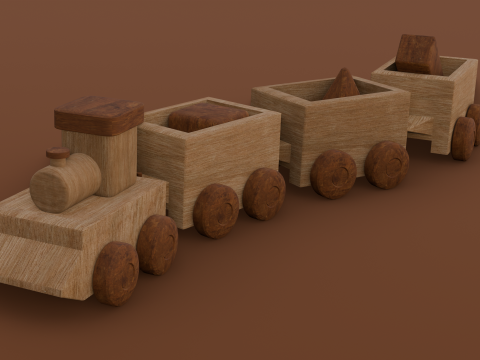 Wooden Train 3D 모델