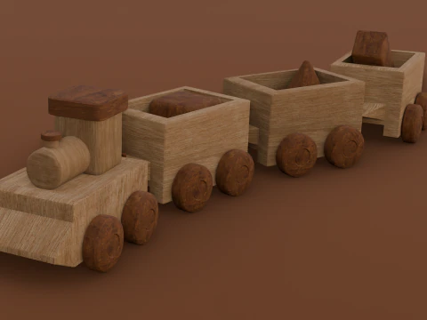 Wooden Train 3D Model