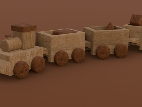 Wooden Train 3D 모델