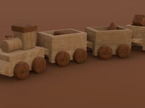 Wooden Train 3D Model