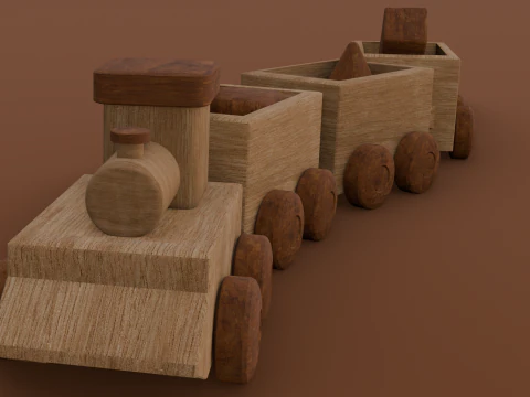 Wooden Train 3D Model