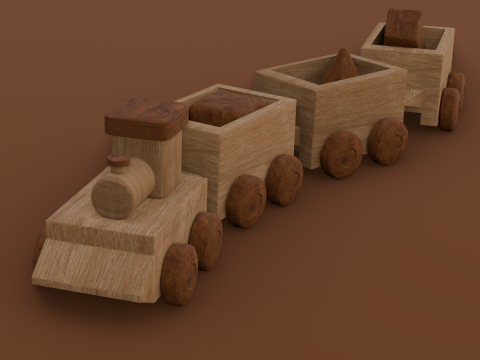 Wooden Train 3D 모델