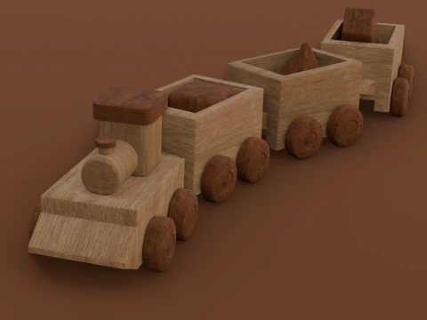 Wooden Train 3D Model