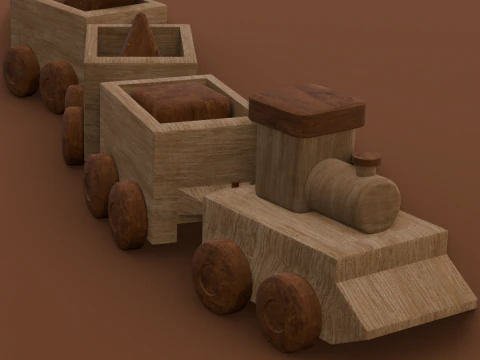 Wooden Train 3D Model