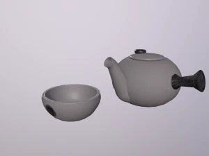 Tea board cup and teapot 3D Model