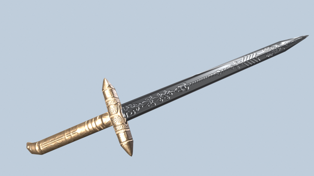 Melee weapon set longsword one-handed mace and stilletto 3D Model .c4d .max .obj .3ds .fbx .stl .blend