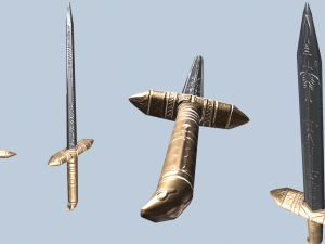Melee weapon set longsword one-handed mace and stilletto 3D Model