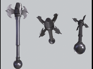 Melee weapon set longsword one-handed mace and stilletto 3D Model