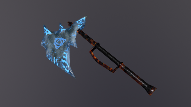 Black ice runic axe 3D Модель .c4d .max .obj .3ds .fbx .stl .blend 