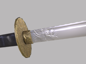 Engraved Katana 3D Model