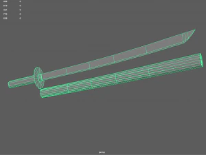 Engraved Katana 3D Model