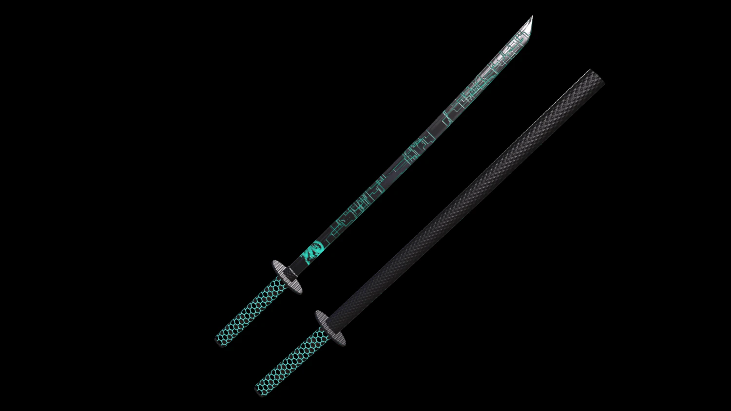 Neon light katana 3D Model .c4d .max .obj .3ds .fbx .stl .blend 