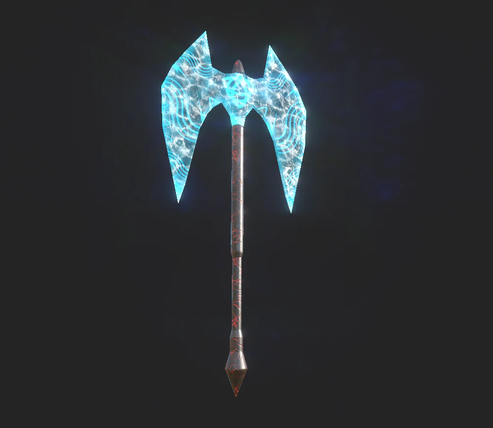 Black ice runic 2 handed axe 3D Model .c4d .max .obj .3ds .fbx .stl .blend 