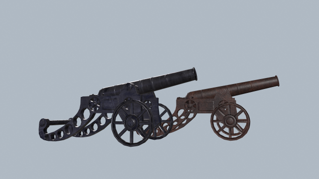 Cannon 2 versions Model 3D .c4d .max .obj .3ds .fbx .stl .blend 