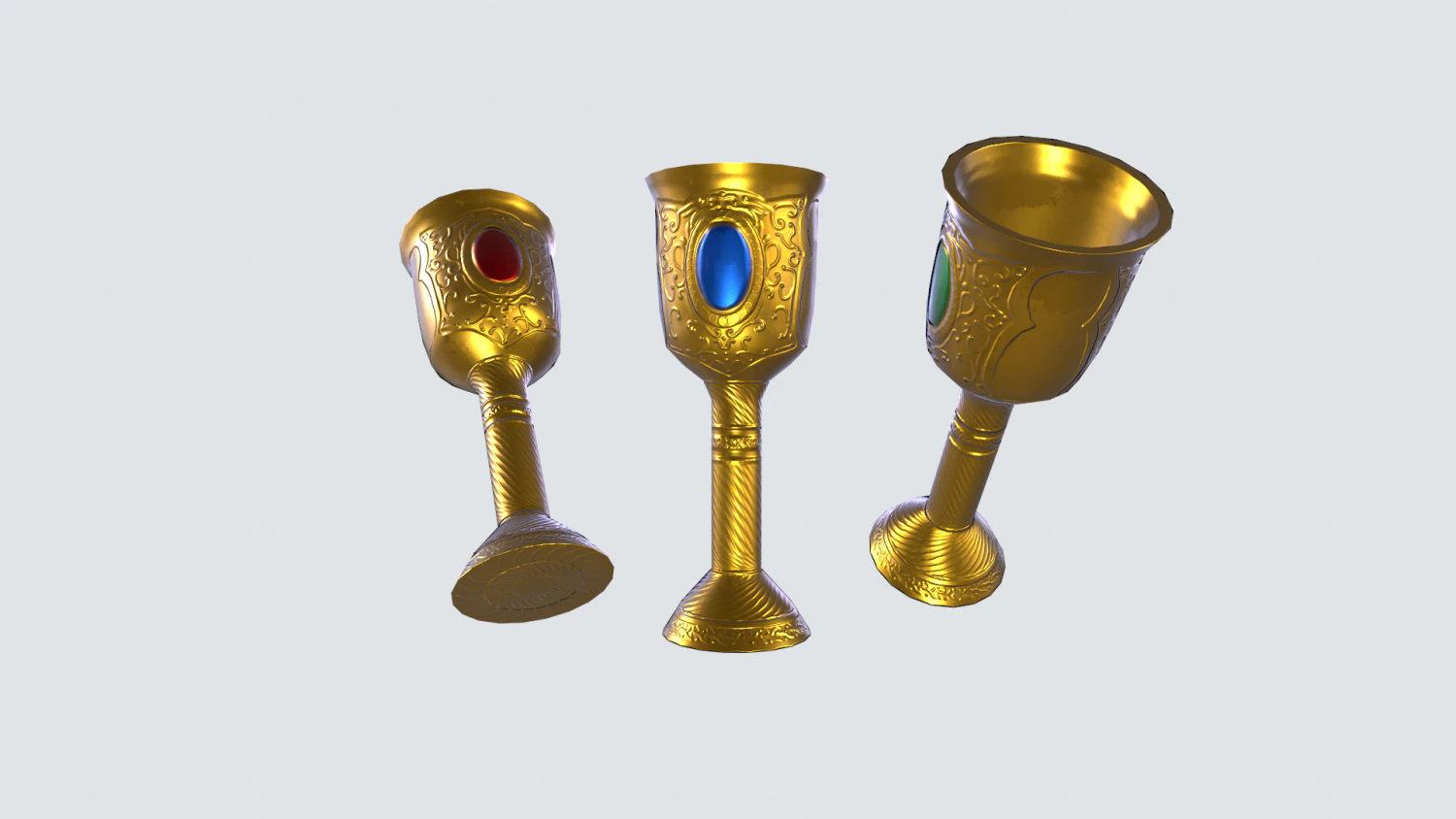 Golden goblet 3D Model .c4d .max .obj .3ds .fbx .stl .blend 