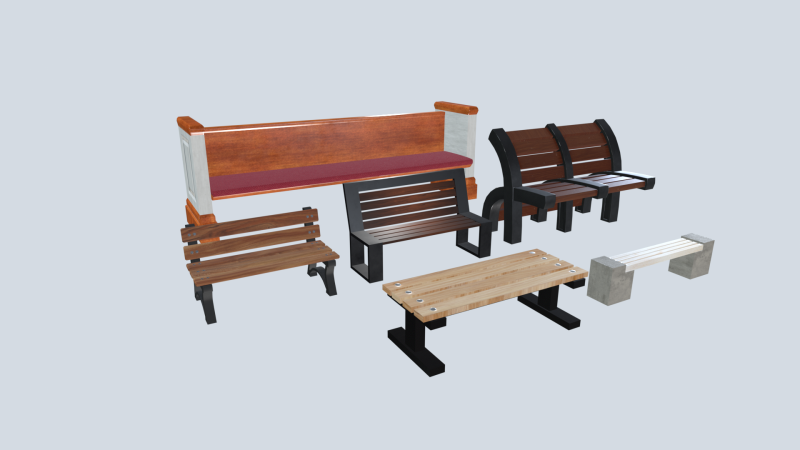 Benches pack 3D 模型 .c4d .max .obj .3ds .fbx .stl .blend 