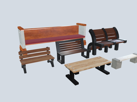 Benches pack 3D Model