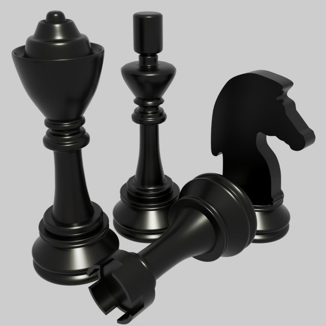 Chess pieces 3D Model .c4d .max .obj .3ds .fbx .stl .blend 