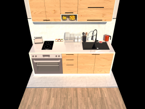 Mini Kitchen Compact Stylish and Durable MDFPly 3D Model