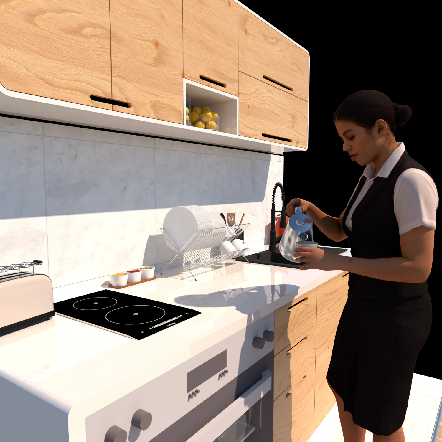 Mini Kitchen Compact Stylish and Durable MDFPly 3D Model .c4d .max .obj .3ds .fbx .stl .blend 