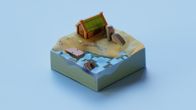 Landscape Hello World 3D 模型 .c4d .max .obj .3ds .fbx .stl .blend 