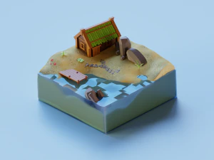 Paisagem Ol&aacute; Mundo Modelo 3D