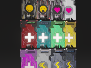 Booster Cards with Effects for Game Low-poly 3D Model