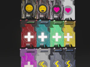 Карты-бустеры с эффектами для низкополигональной игры 3D Модель