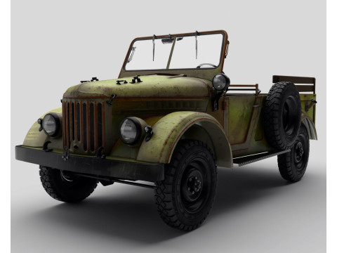 Old rusty car GAZ 69 3Dモデル