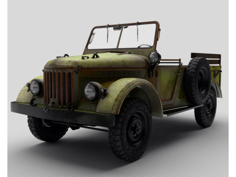 Oude roestige auto GAZ 69 3D Model